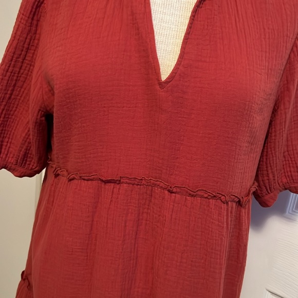 Anthropologie Drew Amber Tiered Ruffle Short Sleeve Prairie Dress Size Medium - Picture 3 of 15